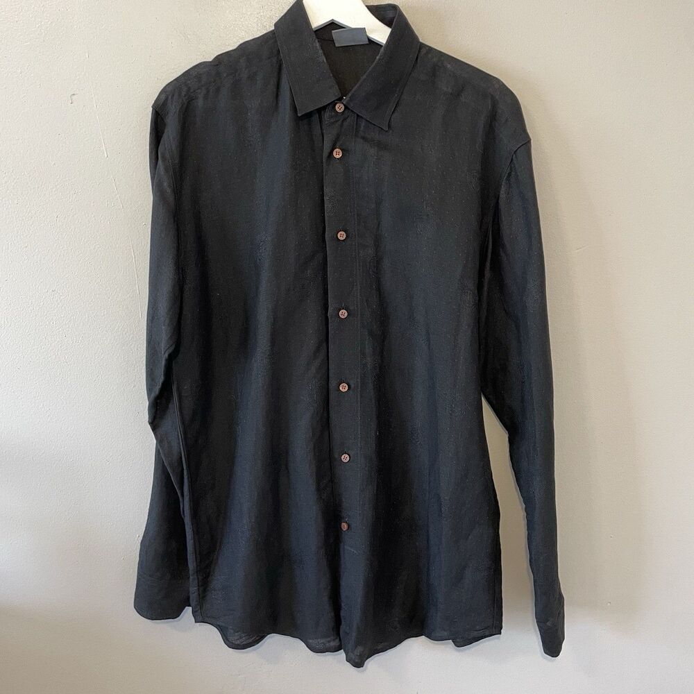 Vintage Versace Jean Couture Button Down Shirt Sz M Linen Blend Textured